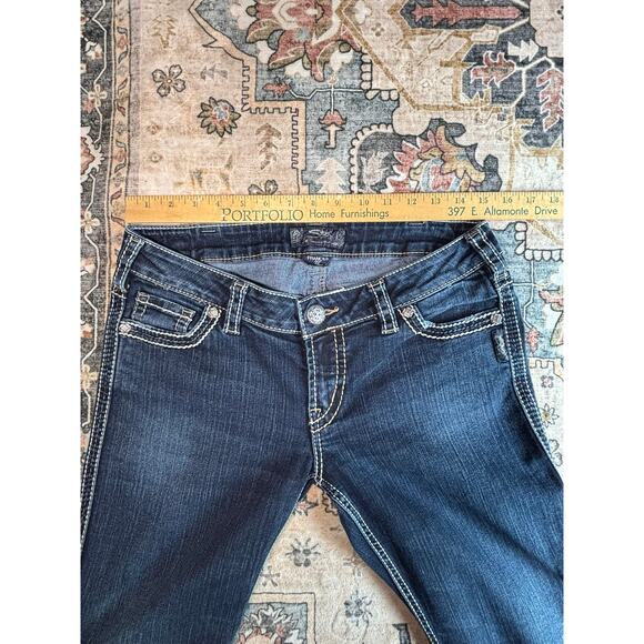 Silver Jeans Women's Bedazzled Flare Wide Leg Bootcut Jeans Size 30 X 33 - Picture 10 of 14